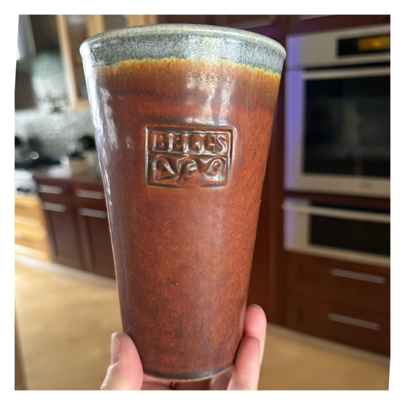 PEWABIC POTTERY Stoneware Tumbler 6” Cinnamon Glazed Signed Limited Edition - Picture 5 of 7